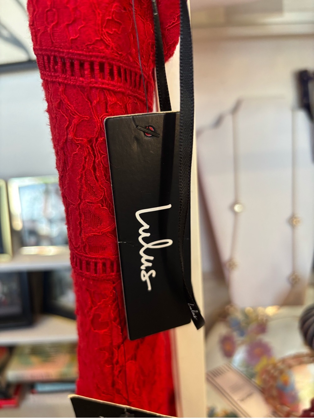 Lulu's Red Lace V-Neck Mini Dress - Picture 5 of 6